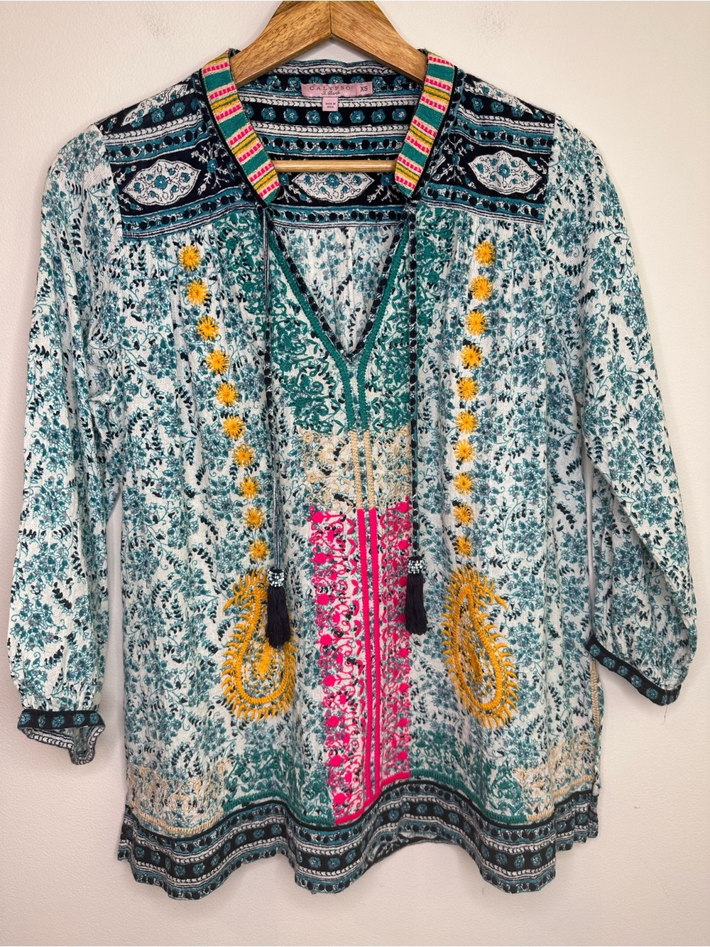 Calypso St. Barth Multicolor Embroidered Tunic Size XS EUC